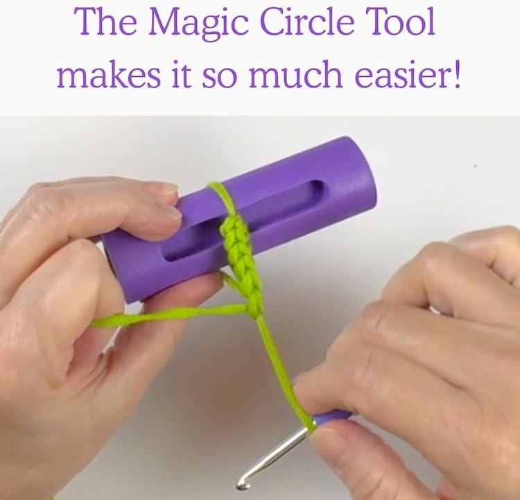 KelliDream Original Magic Circle Crochet Tool w Right & Left-Handed Step by Step Online English Instructions & Videos, Learn How to Make a Magic Circle Stitch w All Yarn Sizes (Purple) - Image 1
